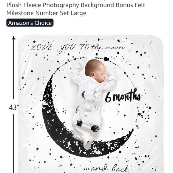 Tebaby Other - Plush Fleece Milestone Blanket - Black and White